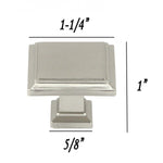 ROMA Solid Square Brushed Nickel Finish Cabinet Drawer Knob