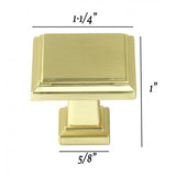 ROMA Solid Square Brushed Champagne Gold Finish Cabinet Drawer Knob